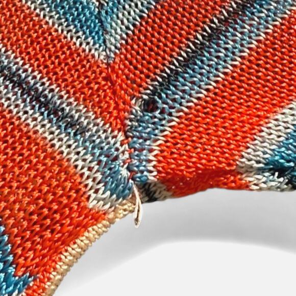 Trina Turk Chevron Knit‎ Wrap Dress Belt Orange Blue V-Neck Long Sleeve ZigZag 0 - Picture 8 of 10